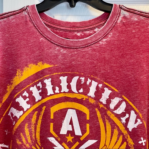 Affliction American Customs Red Short Sleeved T-Shirt Size 2X - Picture 4 of 6